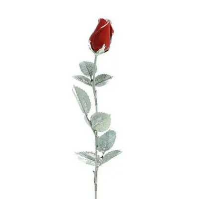 Rote Rose aus echtem Silber