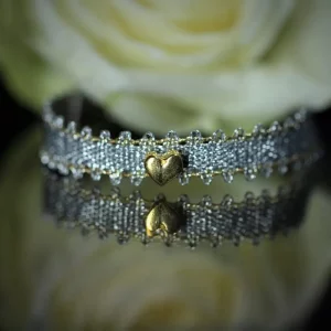 Taufband_kleines goldenes Herz_silber